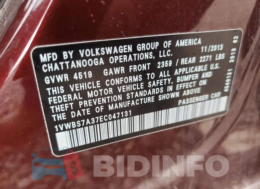 1VWBS7A37EC047131 Photo# 13