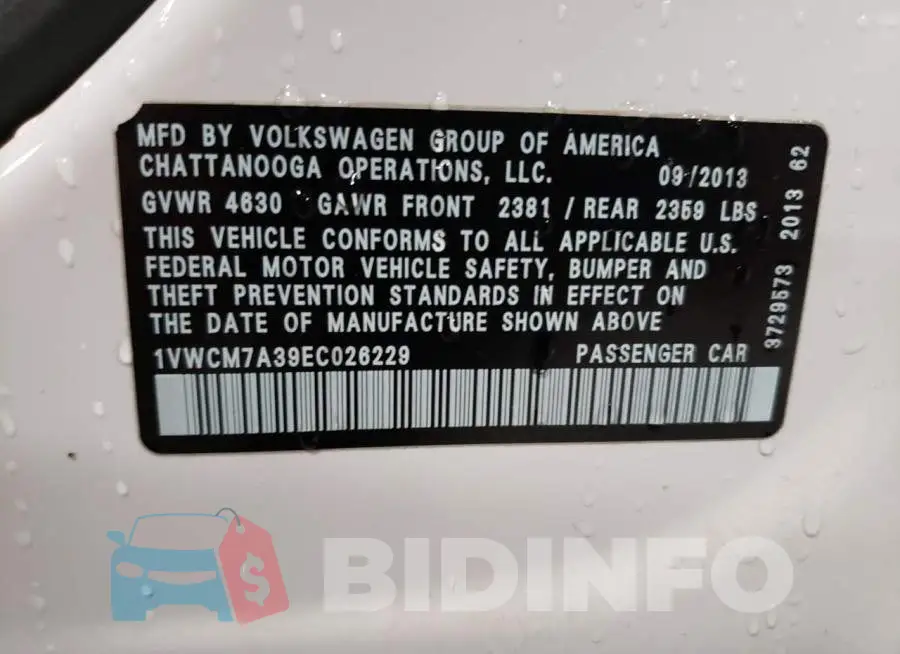 1VWCM7A39EC026229 Photo# 13