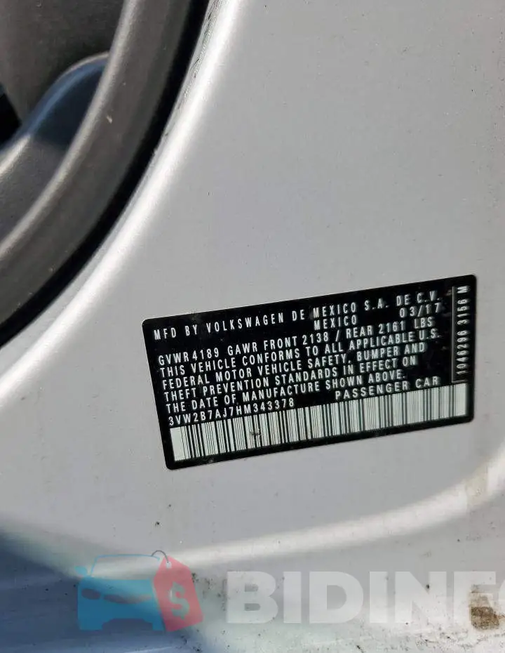 3VW2B7AJ7HM343378 Photo# 12