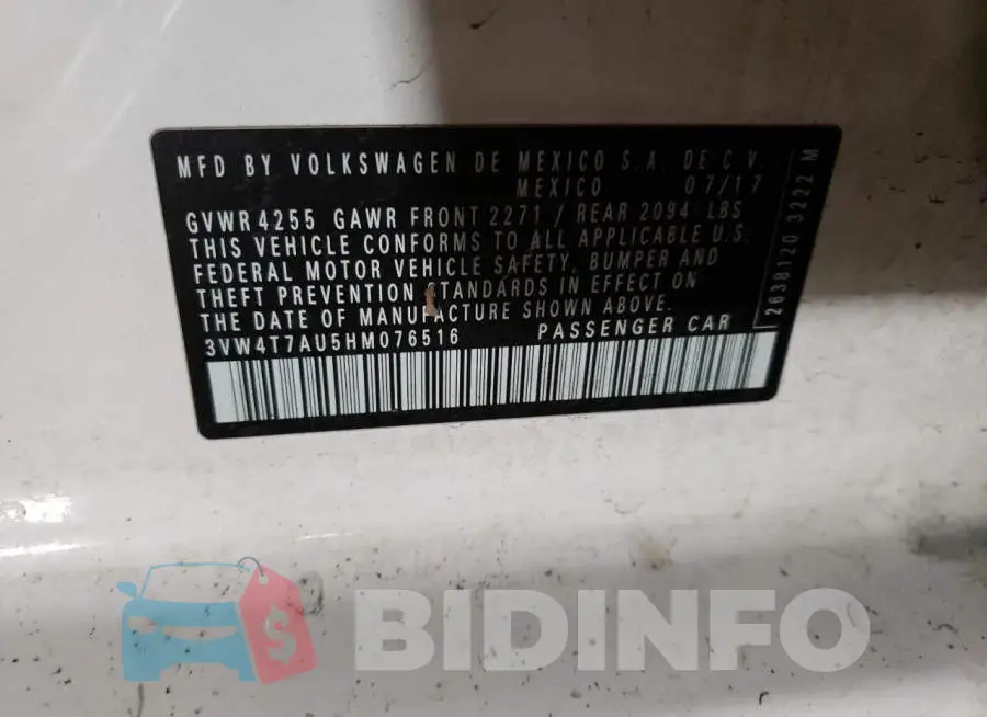 3VW4T7AU5HM076516 Photo# 12