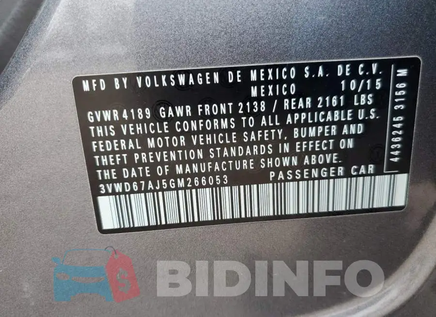 3VWD67AJ5GM266053 Photo# 12