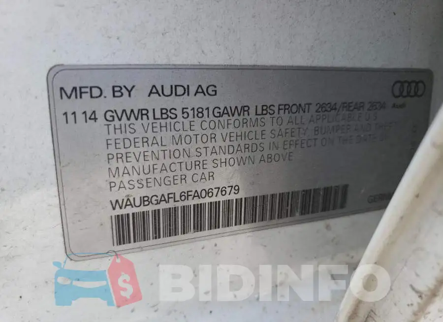 WAUBGAFL6FA067679 Photo# 12