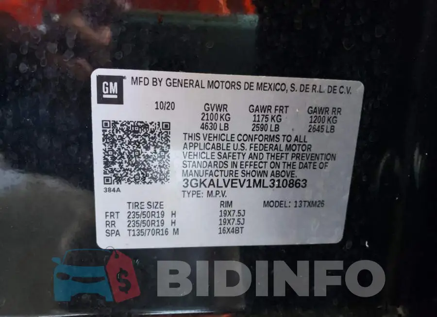 3GKALVEV1ML310863 Photo# 14