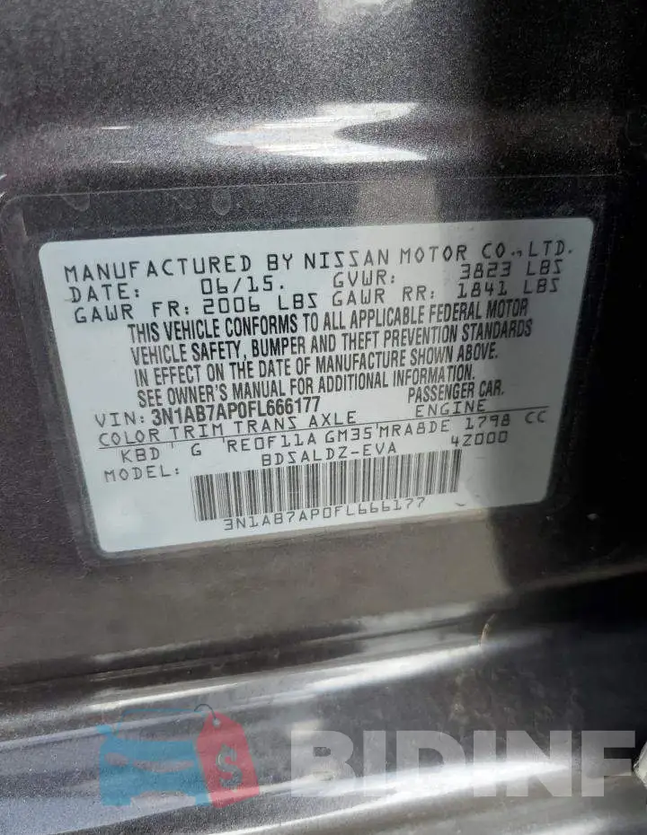 3N1AB7AP0FL666177 Photo# 12
