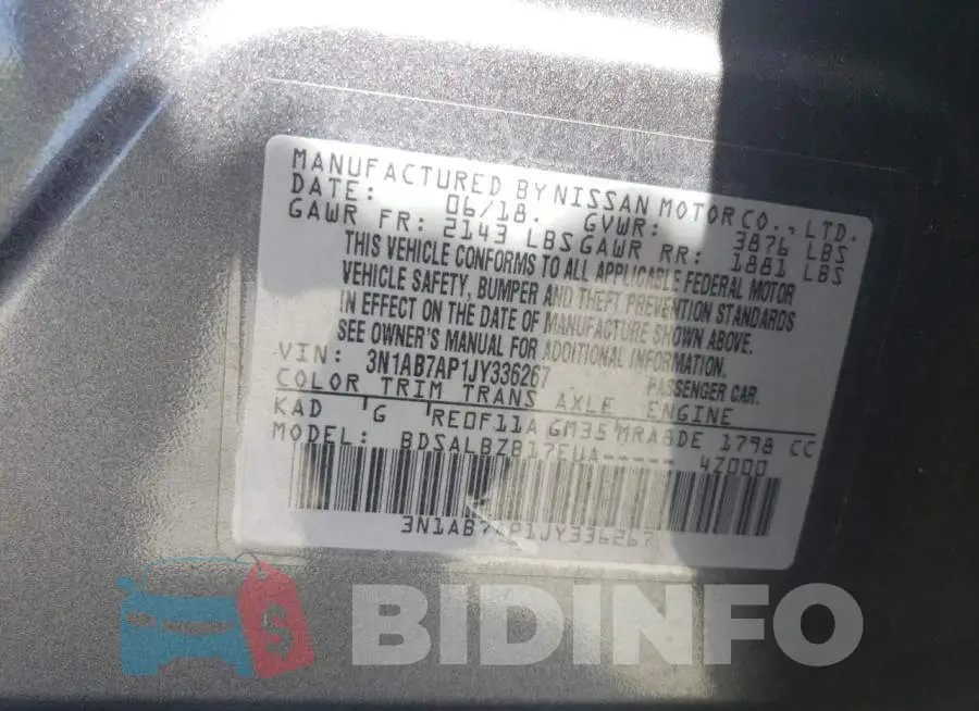 3N1AB7AP1JY336267 Photo# 12