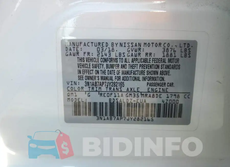 3N1AB7AP7JY282165 Photo# 13