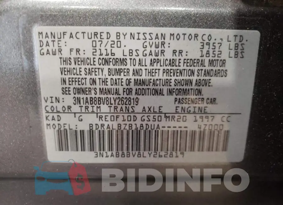 3N1AB8BV8LY262819 Photo# 12
