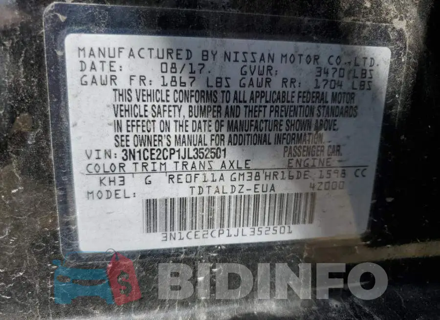 3N1CE2CP1JL352501 Photo# 14