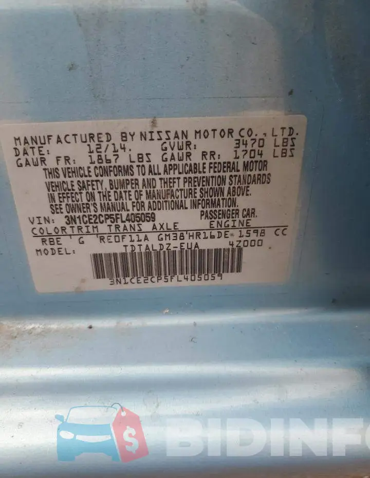 3N1CE2CP5FL405059 Photo# 12