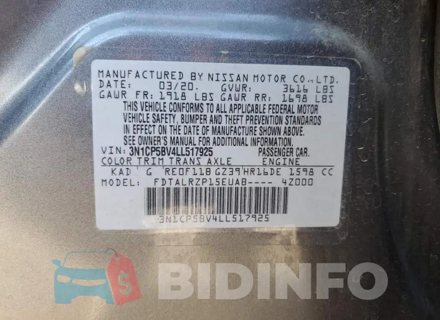 3N1CP5BV4LL517925 Photo# 13