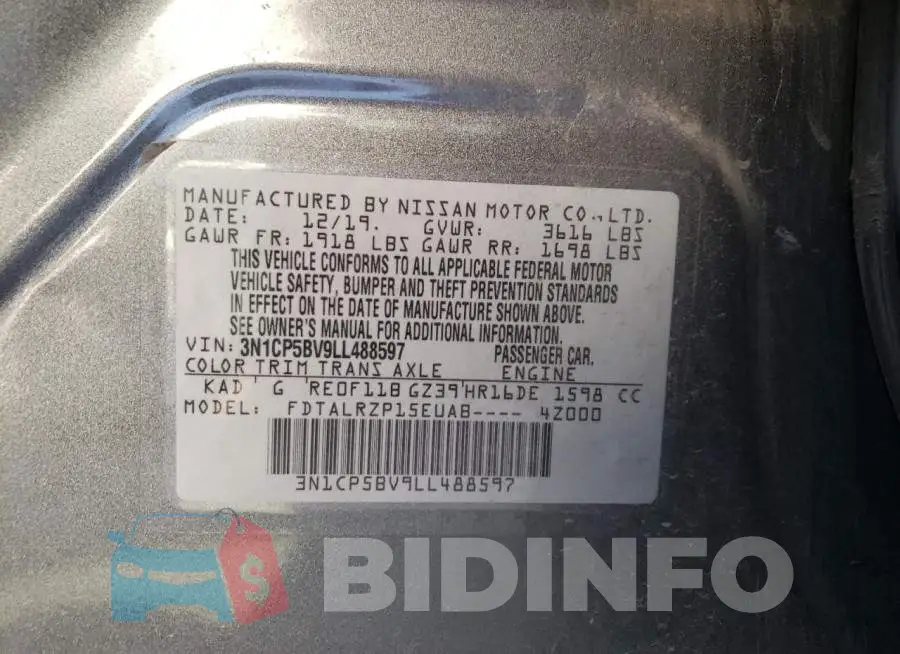3N1CP5BV9LL488597 Photo# 13