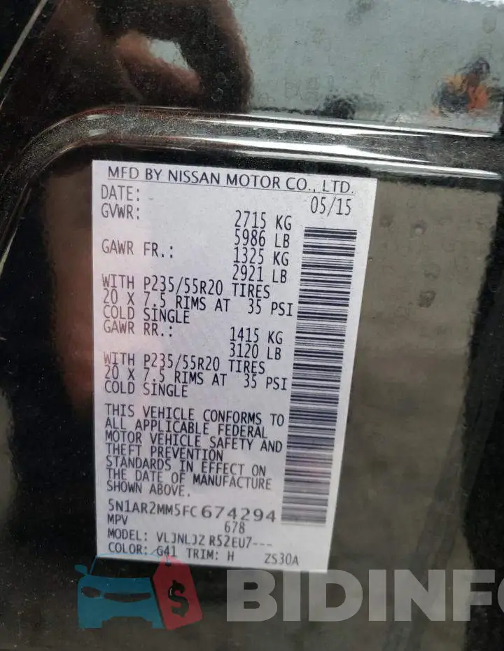 5N1AR2MM5FC674294 Photo# 12