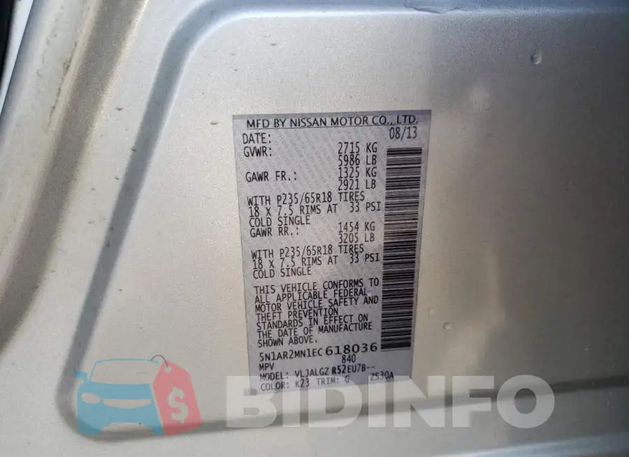 5N1AR2MN1EC618036 Photo# 13