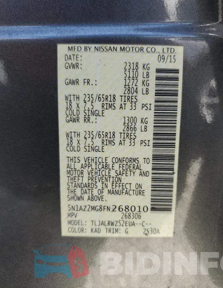 5N1AZ2MG8FN268010 Photo# 13