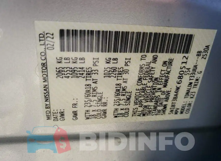 5N1BT3BA4NC680512 Photo# 12