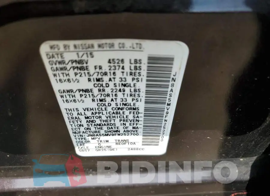 JN8AS5MV9FW252700 Photo# 13