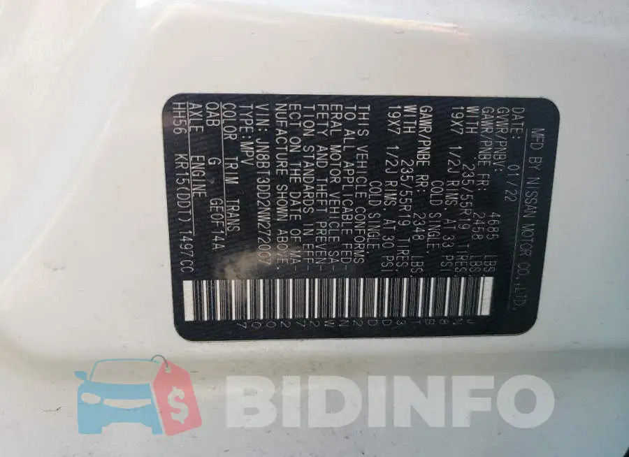 JN8BT3DD2NW272007 Photo# 13