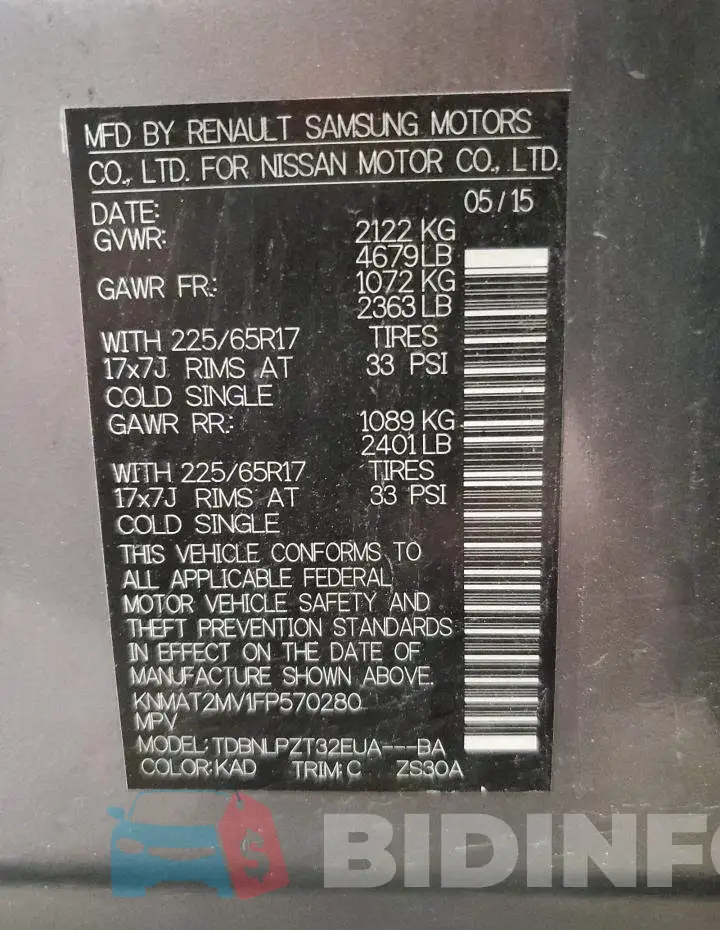 KNMAT2MV1FP570280 Photo# 13
