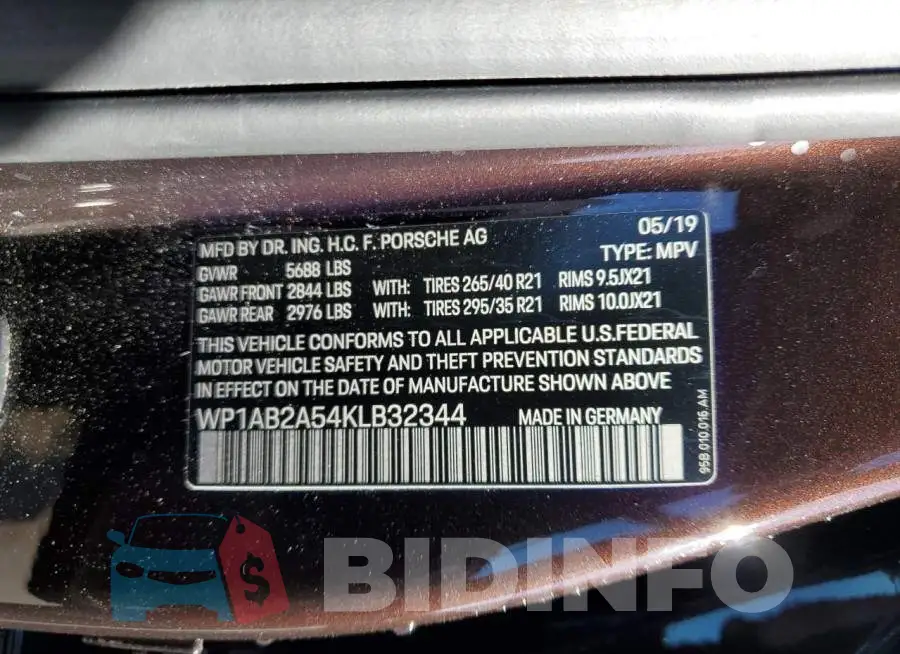 WP1AB2A54KLB32344 Photo# 13
