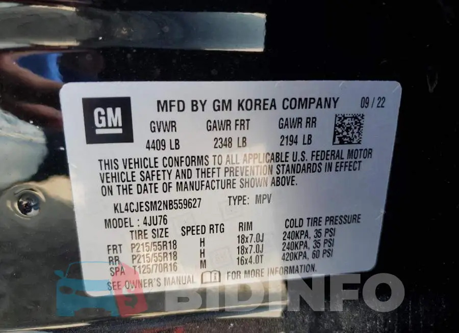 KL4CJESM2NB559627 Photo# 12