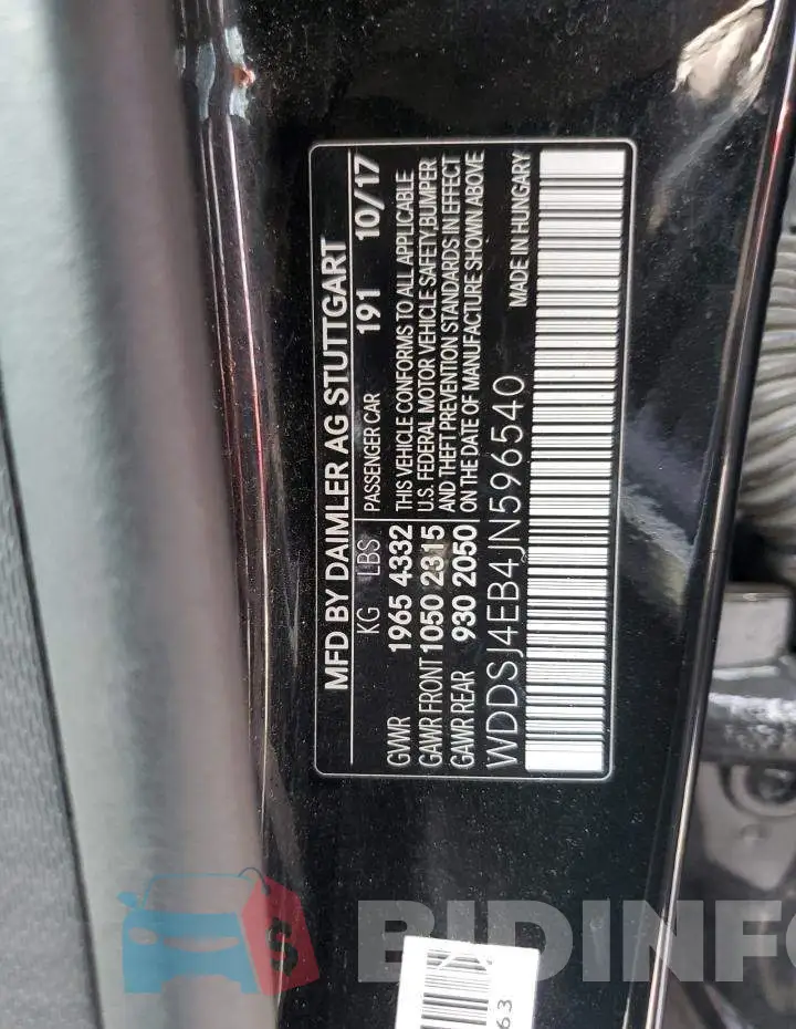 WDDSJ4EB4JN596540 Photo# 12