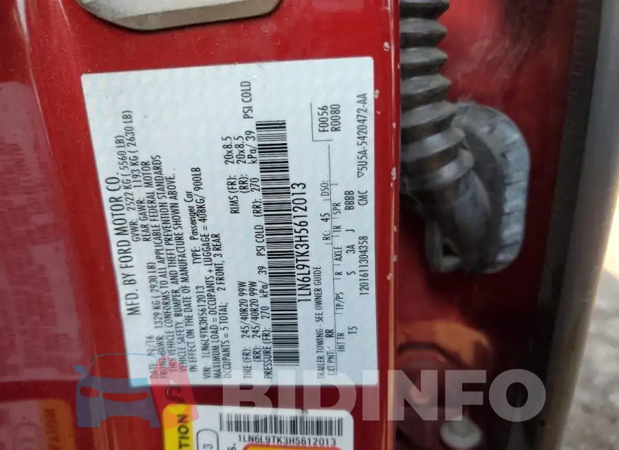1LN6L9TK3H5612013 Photo# 12