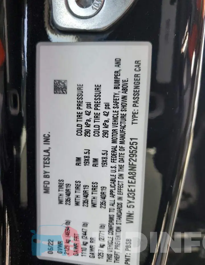 5YJ3E1EA8NF295251 Photo# 13
