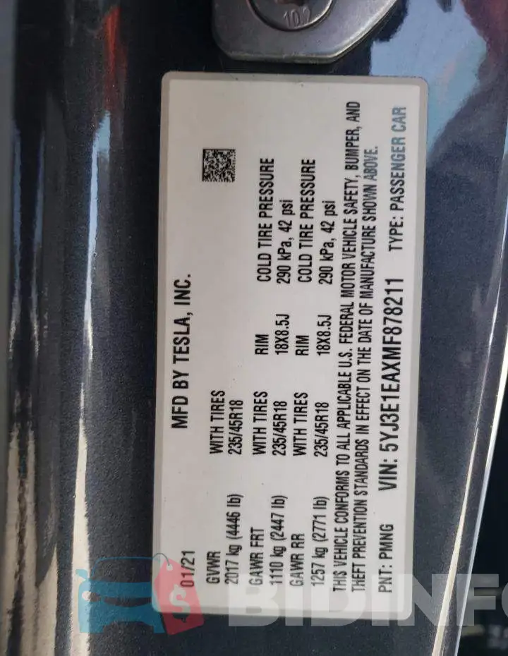 5YJ3E1EAXMF878211 Photo# 12