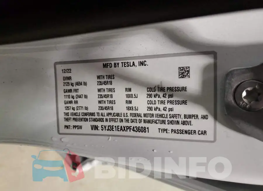 5YJ3E1EAXPF436081 Photo# 12