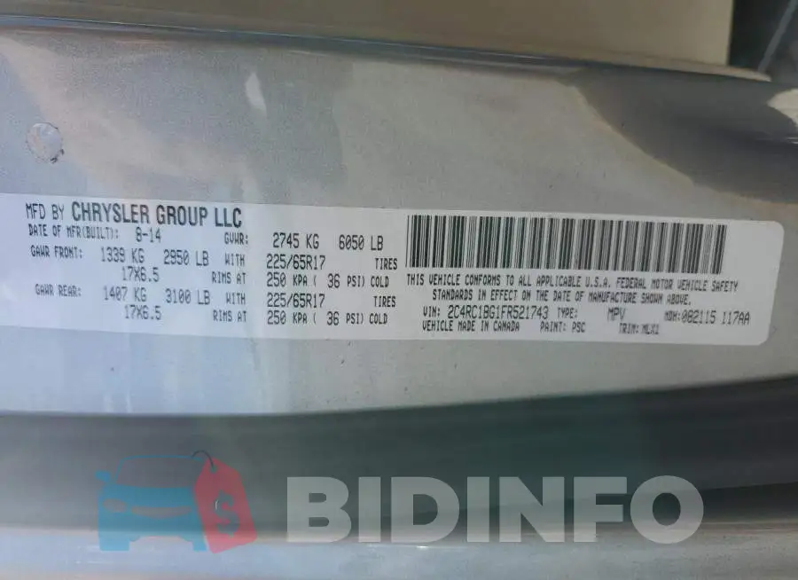 2C4RC1BG1FR521743 Photo# 13