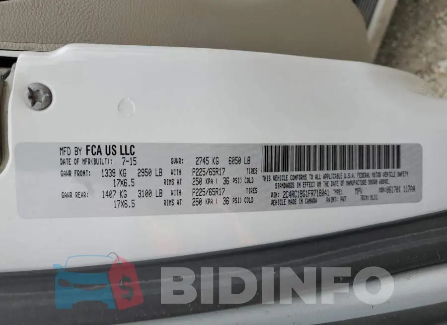 2C4RC1BG1FR718041 Photo# 13