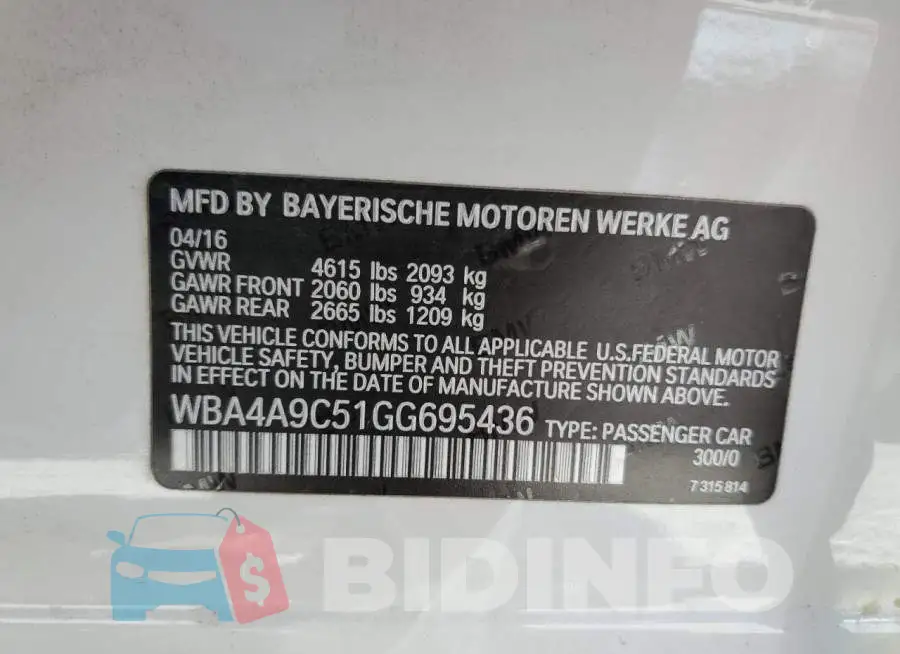 WBA4A9C51GG695436 Photo# 12