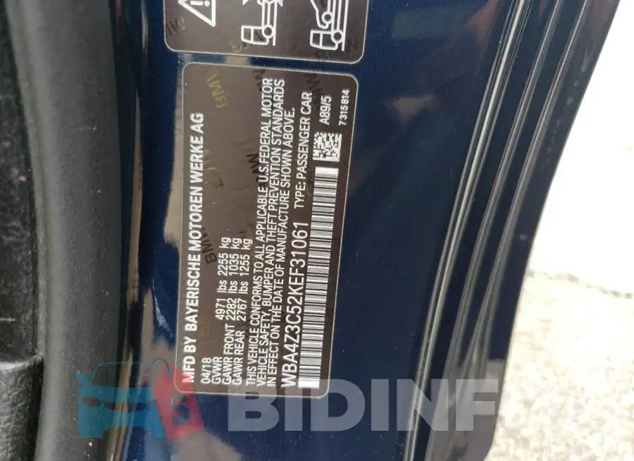 WBA4Z3C52KEF31061 Photo# 12