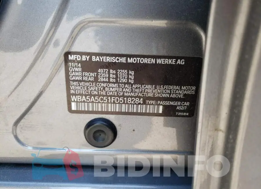 WBA5A5C51FD518284 Photo# 12