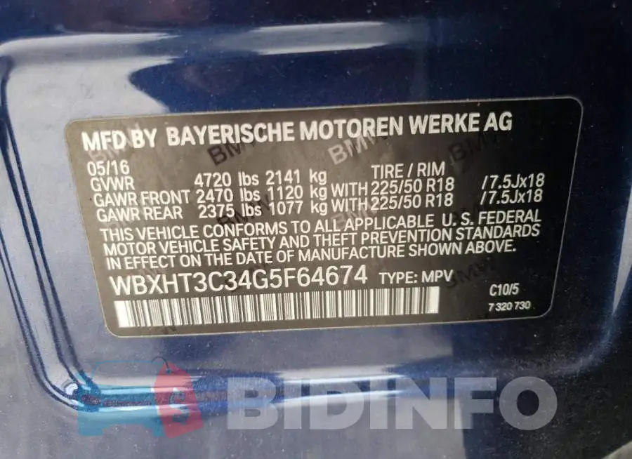 WBXHT3C34G5F64674 Photo# 13