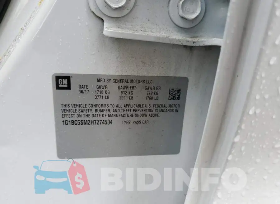 1G1BC5SM2H7274504 Photo# 12