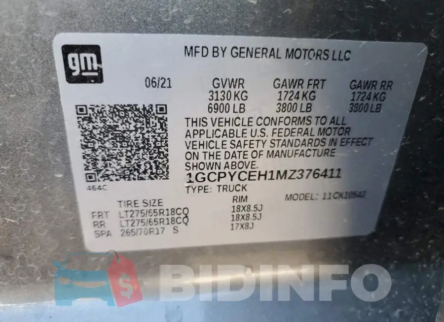 1GCPYCEH1MZ376411 Photo# 12