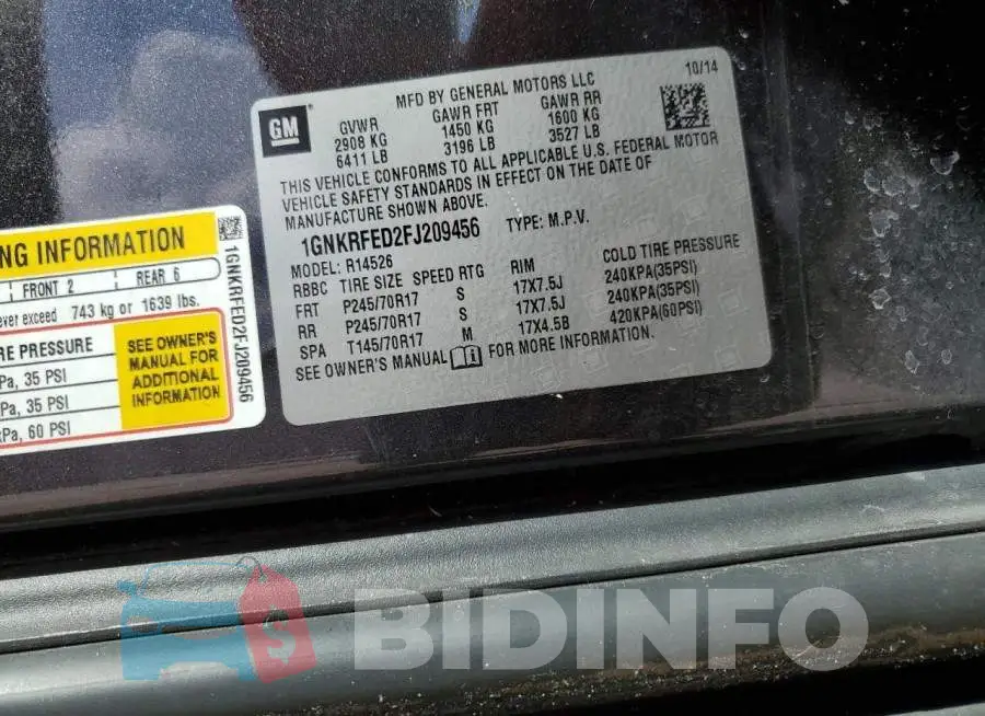1GNKRFED2FJ209456 Photo# 13