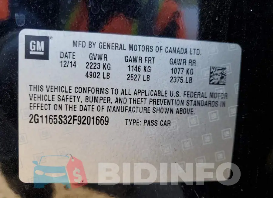 2G1165S32F9201669 Photo# 12