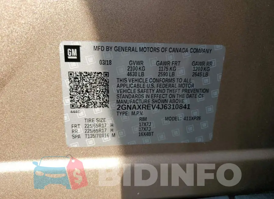 2GNAXREV4J6310841 Photo# 14