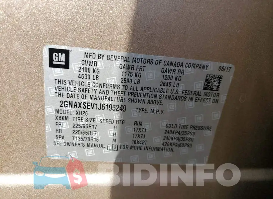 2GNAXSEV1J6195249 Photo# 12