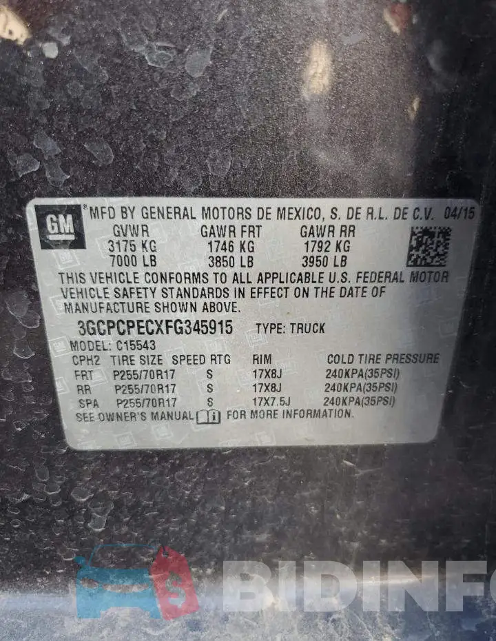 3GCPCPECXFG345915 Photo# 12