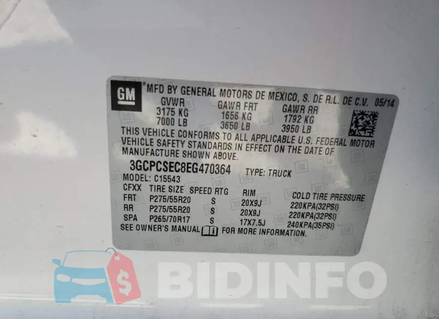 3GCPCSEC8EG470364 Photo# 13