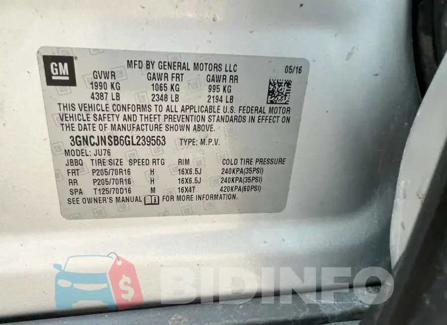 3GNCJNSB6GL239563 Photo# 10