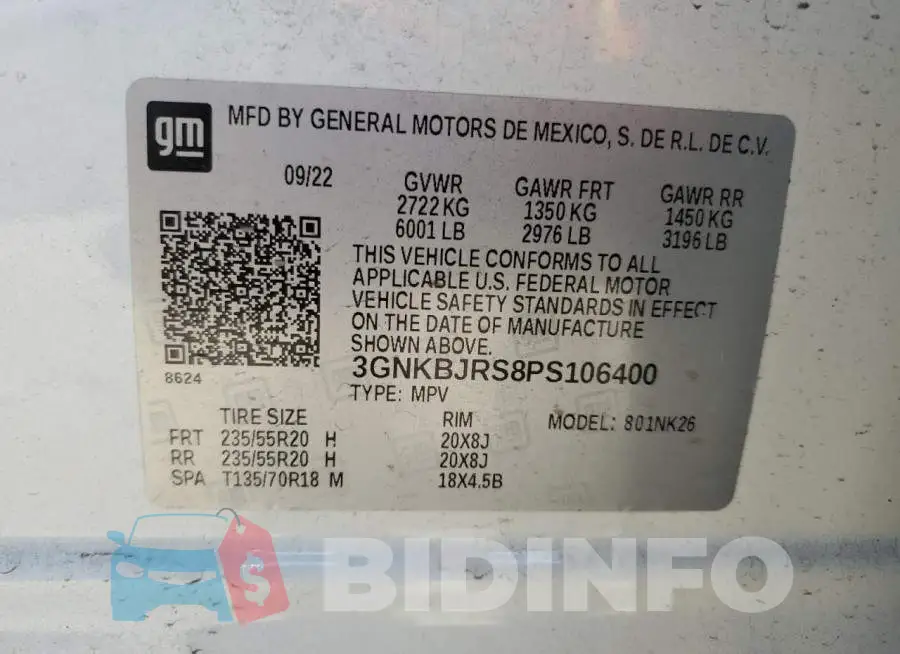 3GNKBJRS8PS106400 Photo# 14