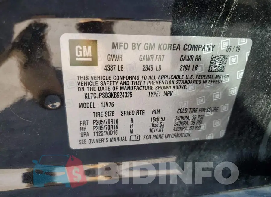 KL7CJPSB3KB924325 Photo# 13