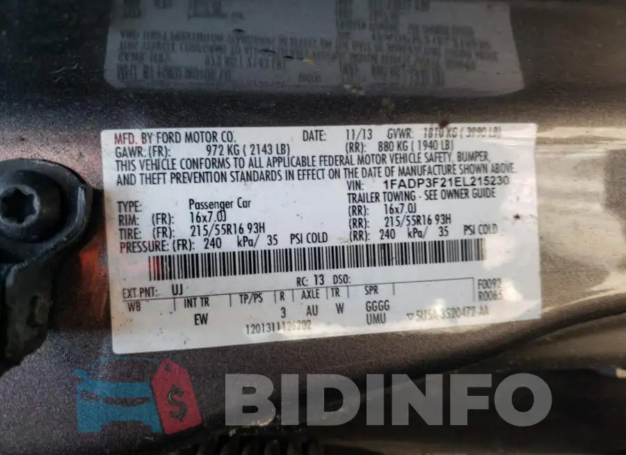 1FADP3F21EL215230 Photo# 12