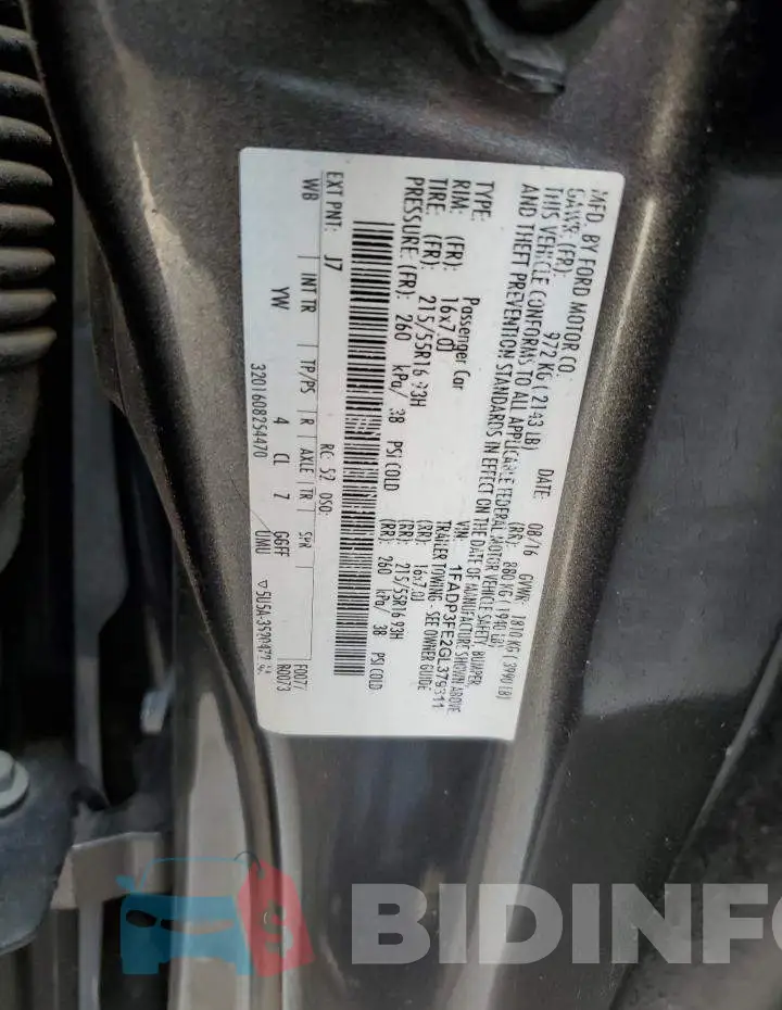 1FADP3FE2GL379311 Photo# 12
