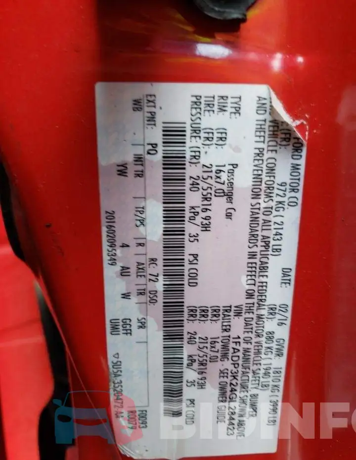 1FADP3K24GL284423 Photo# 12