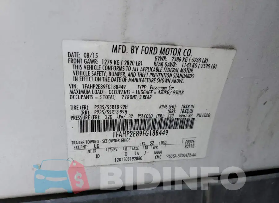1FAHP2E89FG188449 Photo# 12